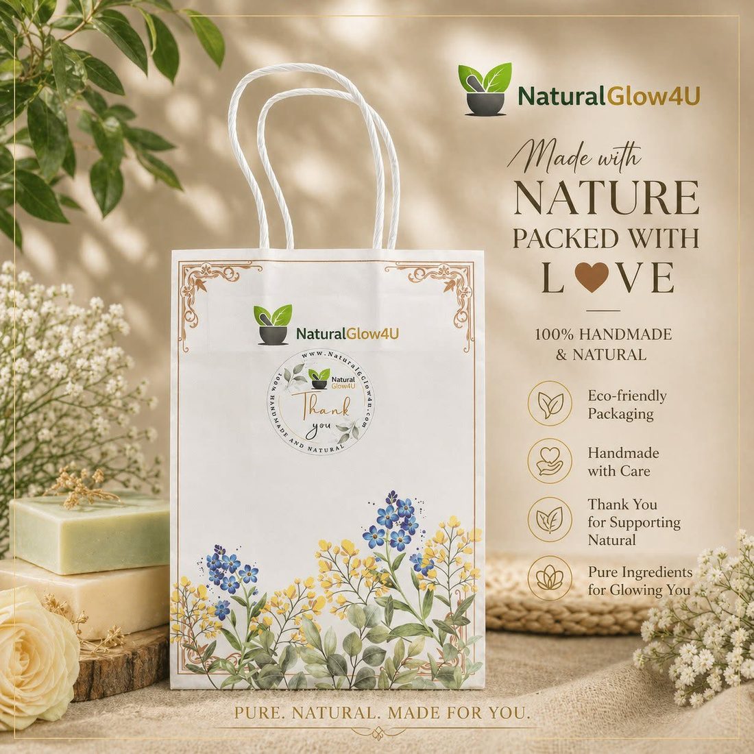 NaturalGlow4U eco-friendly soap packaging